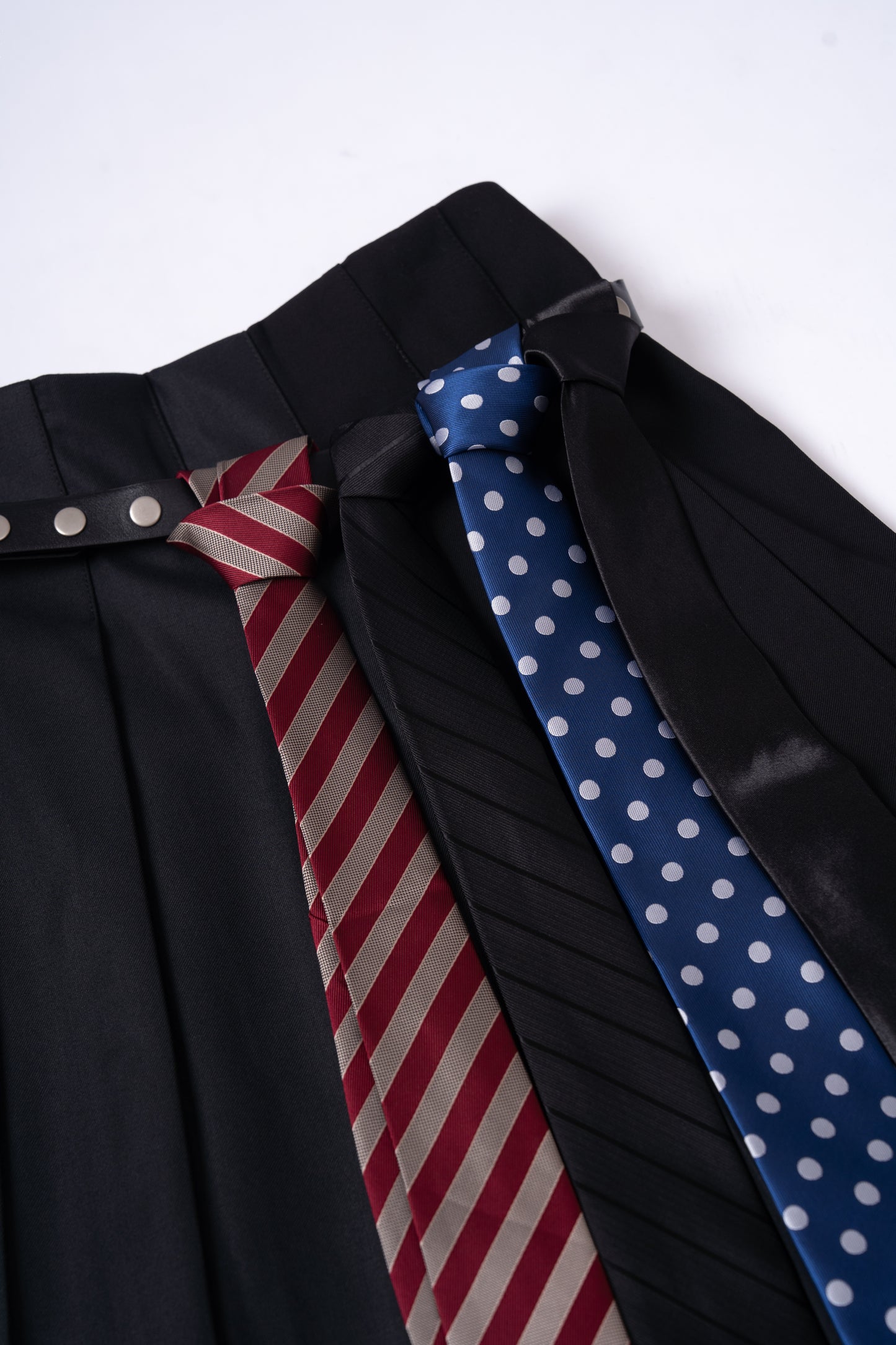 Dark Grey Pleated Skirt with Ties Belt .