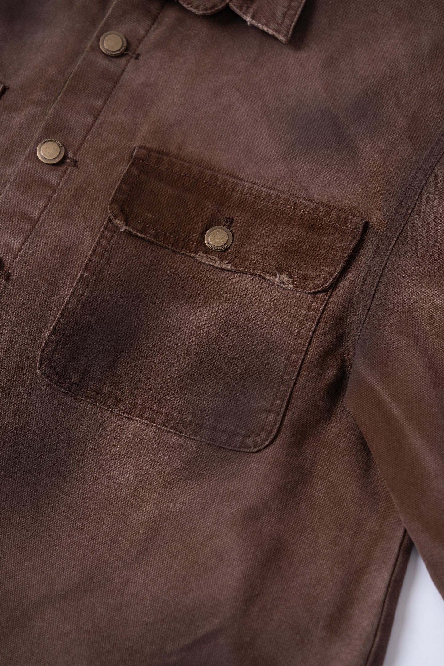 Red Brownish Washed Denim Jacket .