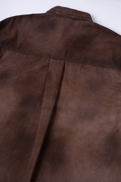 Red Brownish Washed Denim Jacket .