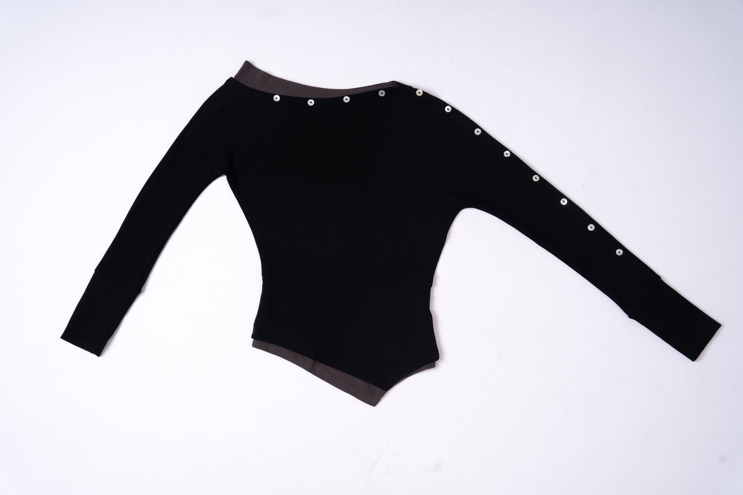 Asymmetric-Shoulder Long Sleeve Top .
