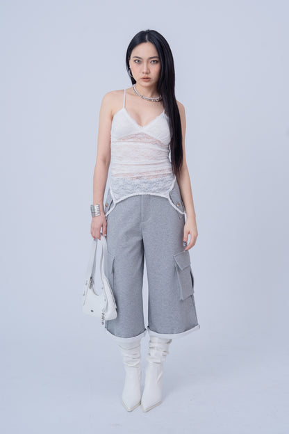 Mesh Lace Top - WHITE .