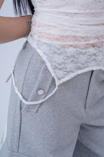 Mesh Lace Top - WHITE .
