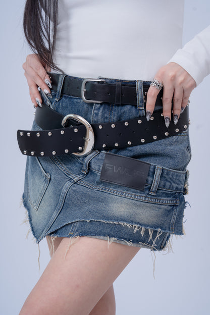 Asymmetrical Offset Seam Mini Skirt .