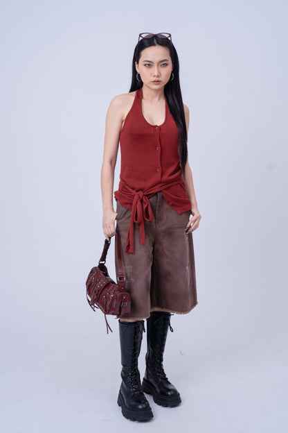 Knitted Halter Top .