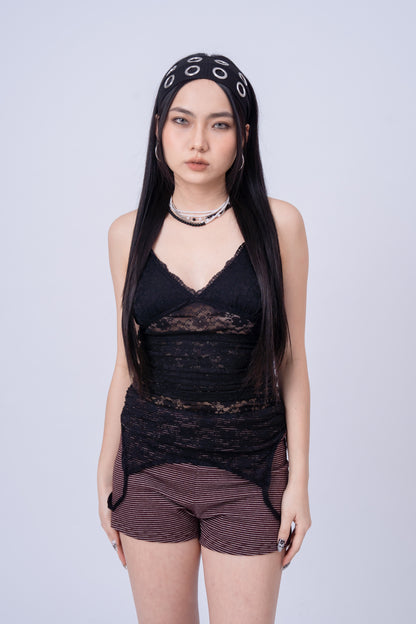 Mesh Lace Top - BLACK .