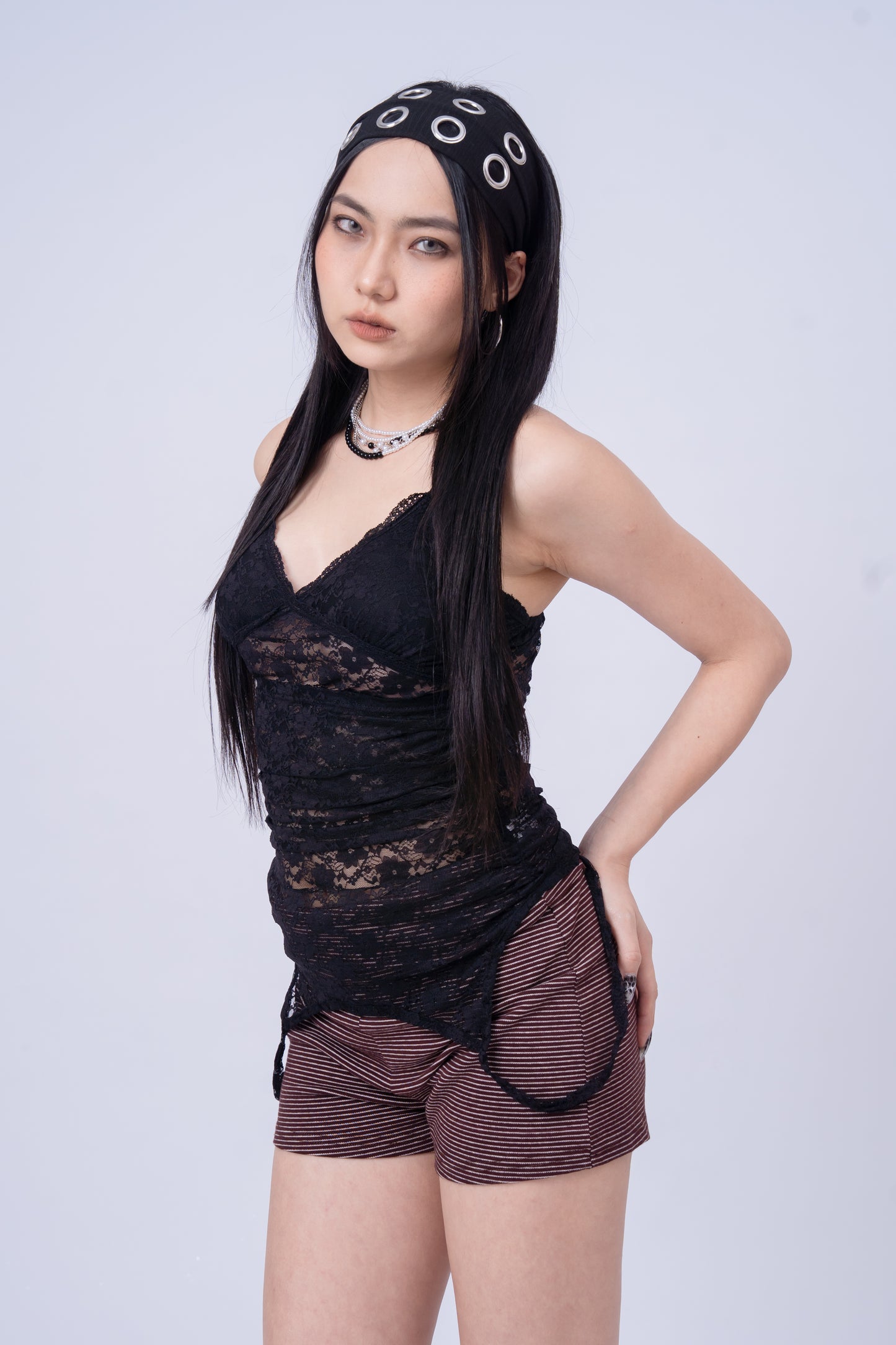 Mesh Lace Top - BLACK .