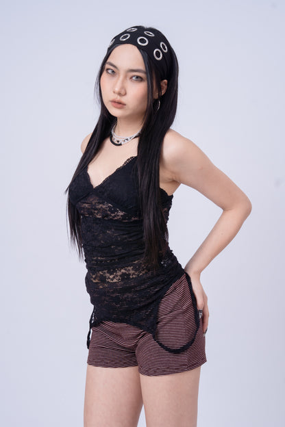 Mesh Lace Top - BLACK .